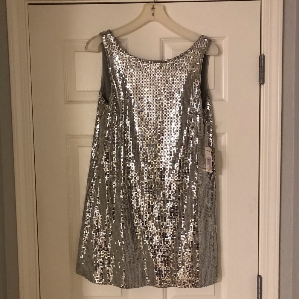 NWT Free People Silver Sequins Mini Dress